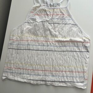 Moa Moa White Crop Top with Colorful Accents